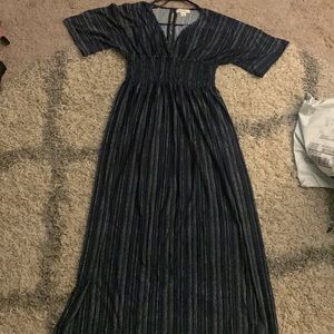 Blue and white cinched waist maxi dress size M “EXIST”